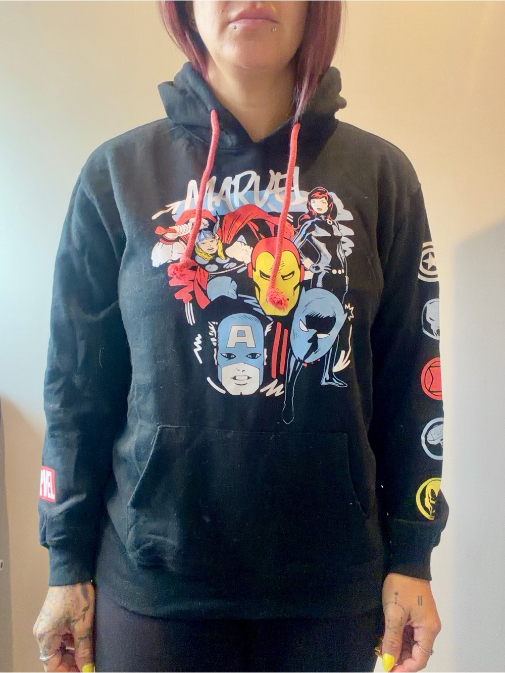 Marvel Avengers Kids Children Large (11-13) Black Hoodie Sweatshirt Womens Small